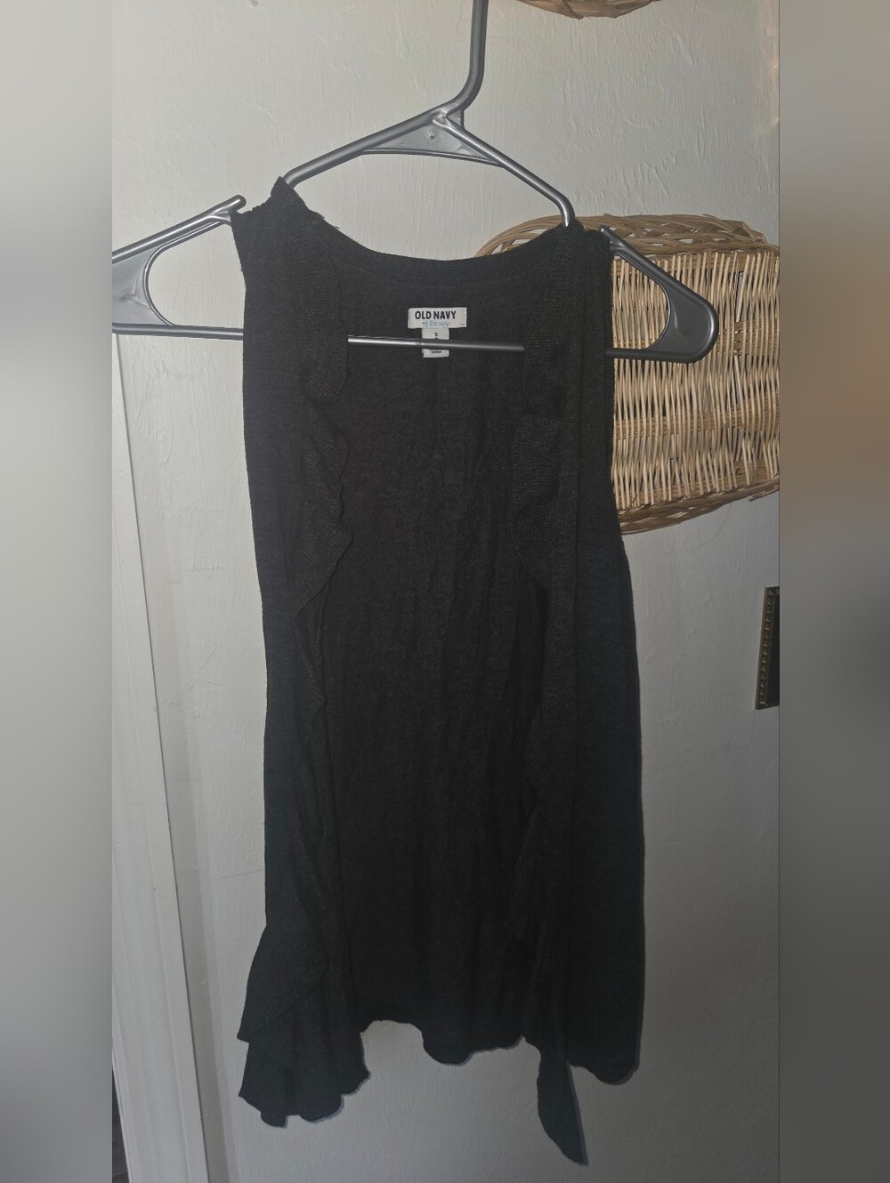 Old Navy Black Knit Sleeveless Vest with Subtle Ruffles
